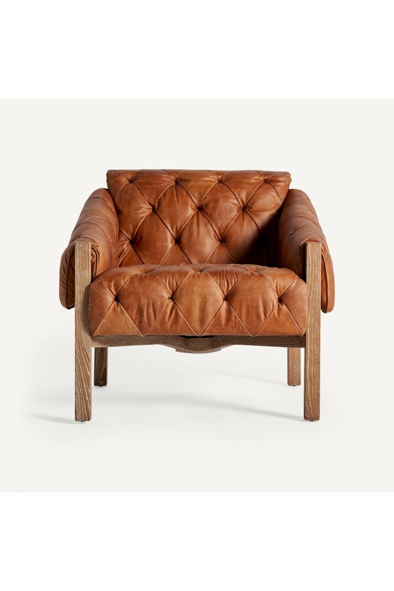 Tufted Brown Leather Armchair | Vical Home Glinsk | Woodfurniture.com