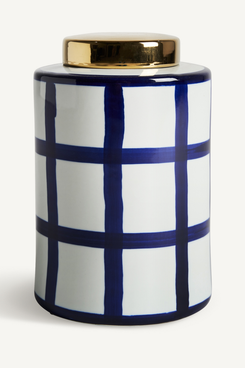 Blue Lined Ceramic Vase L | Vical Home Juno | Woodfurniture.com