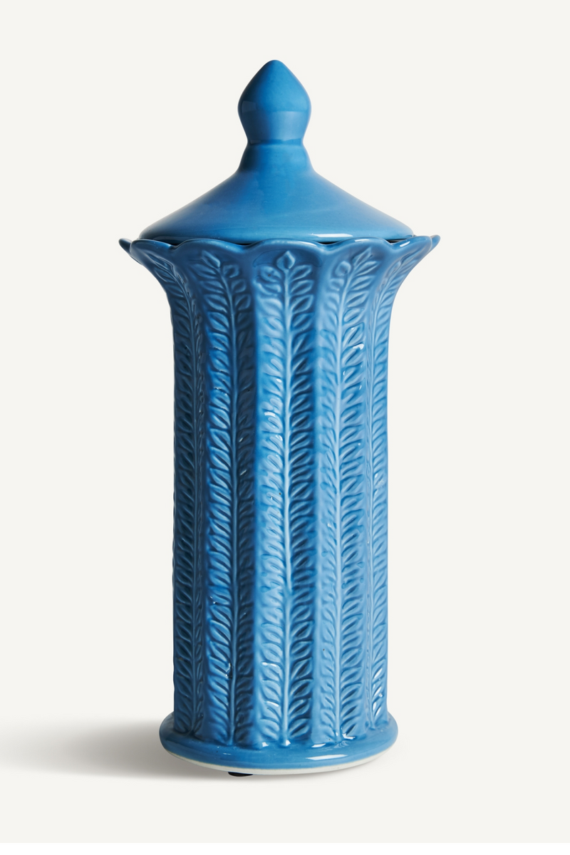 Blue Ceramic Leaves Vase S | Vical Home Zaea | Woodfurniture.com