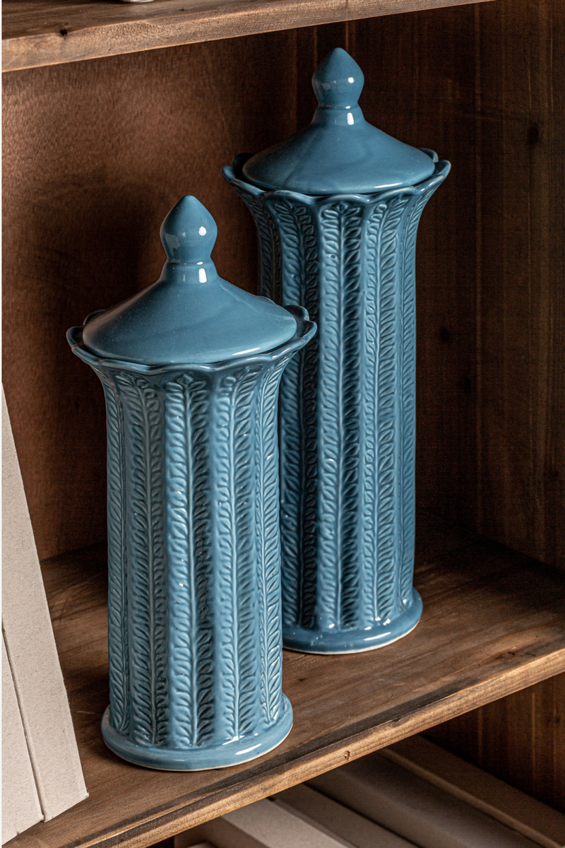 Blue Ceramic Leaves Vase S | Vical Home Zaea | Woodfurniture.com