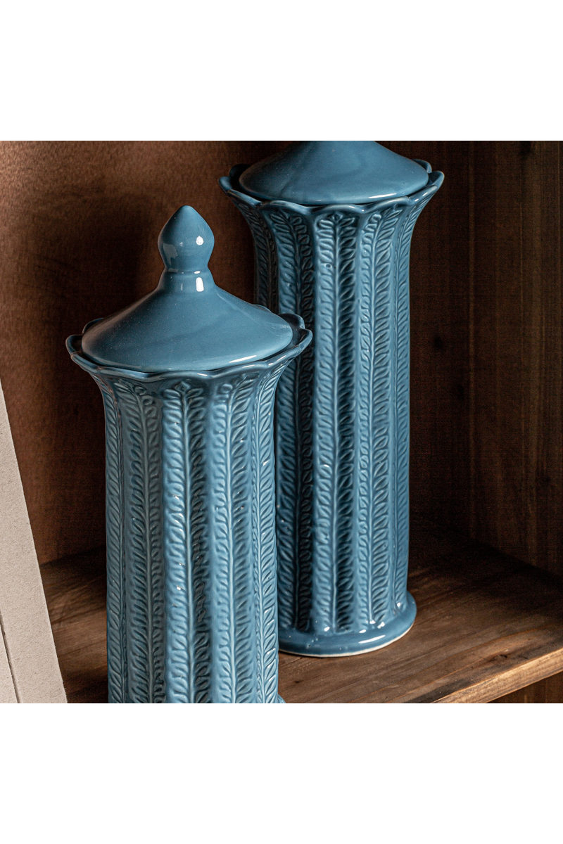 Blue Ceramic Leaves Vase S | Vical Home Zaea | Woodfurniture.com