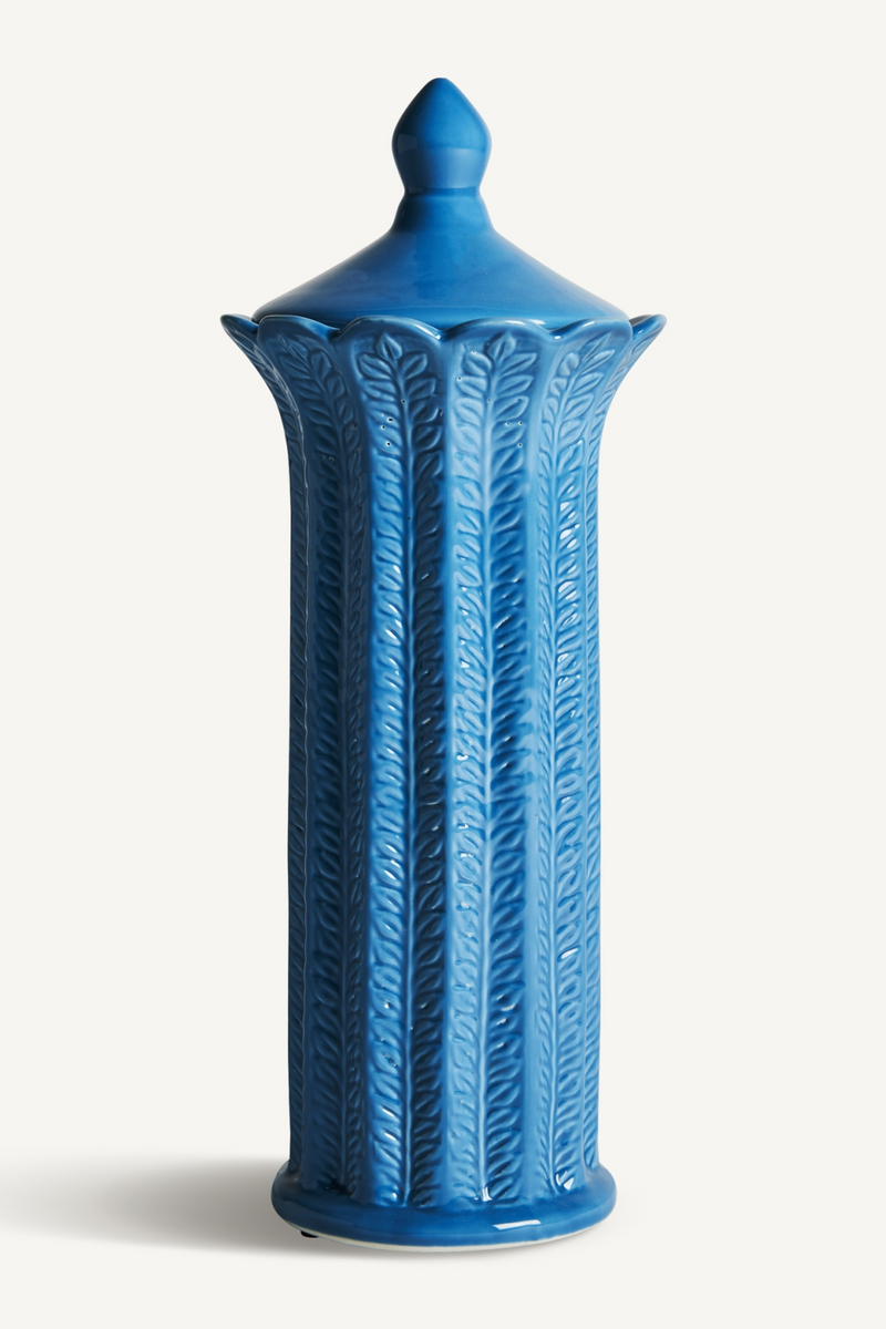 Blue Ceramic Leaves Vase L | Vical Home Zaea | Woodfurniture.com