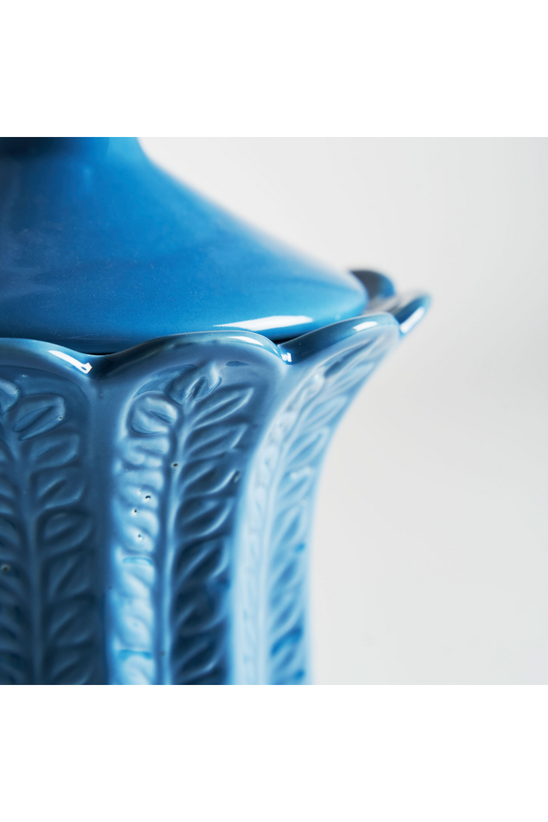 Blue Ceramic Leaves Vase L | Vical Home Zaea | Woodfurniture.com