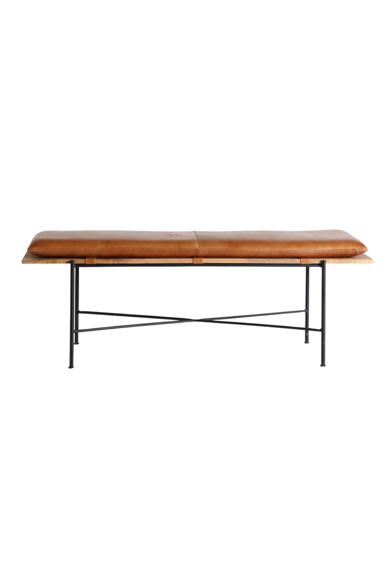 Brown Leather Seat Bench | Vical Home Dexter | Woodfurniture.com