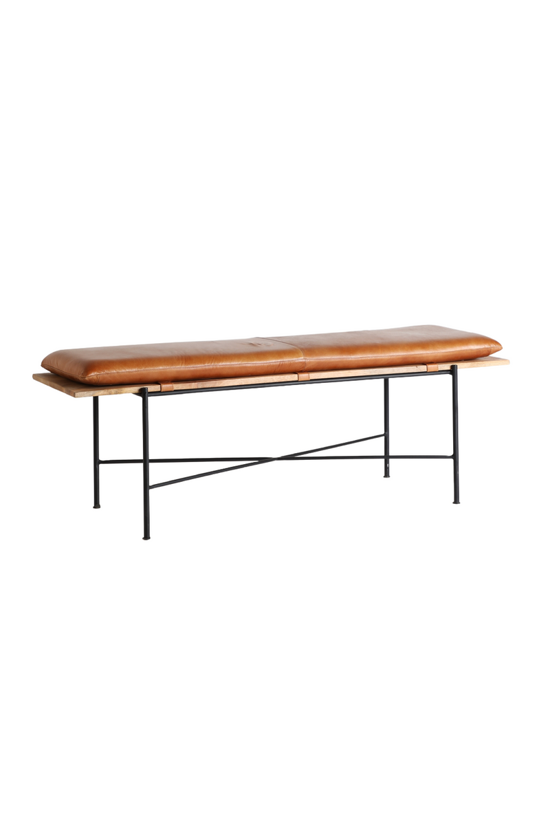 Brown Leather Seat Bench | Vical Home Dexter | Woodfurniture.com