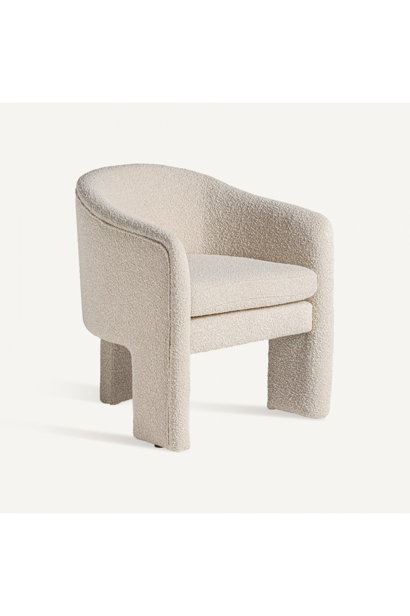 White Bouclé 3-Legged Armchair | Vical Home Prati | Woodfurniture.com