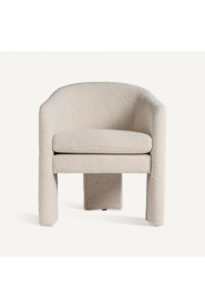 White Bouclé 3-Legged Armchair | Vical Home Prati | Woodfurniture.com