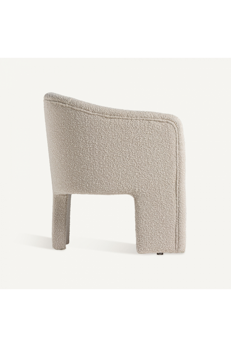 White Bouclé 3-Legged Armchair | Vical Home Prati | Woodfurniture.com