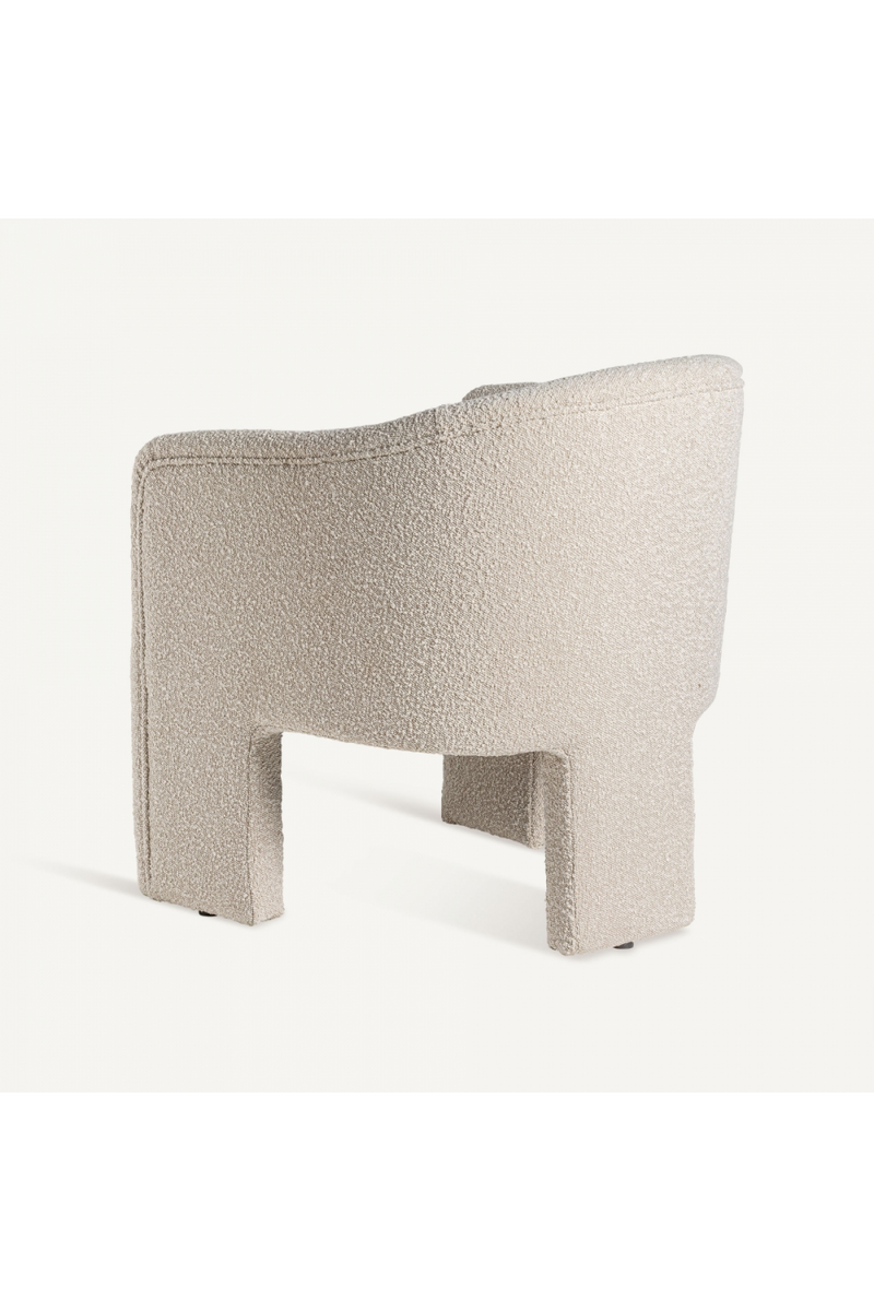 White Bouclé 3-Legged Armchair | Vical Home Prati | Woodfurniture.com