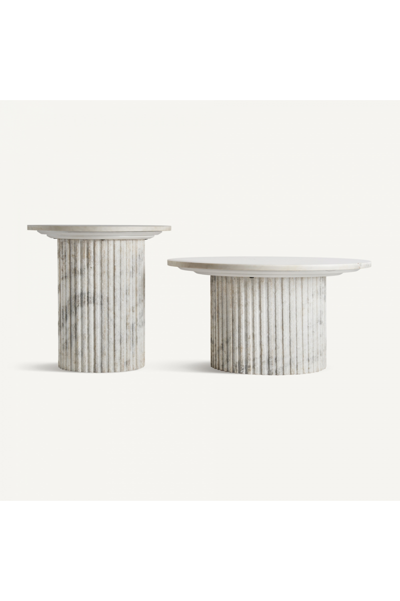 Ridged Pillar Base Side Table | Vical Home Esches | Woodfurniture.com