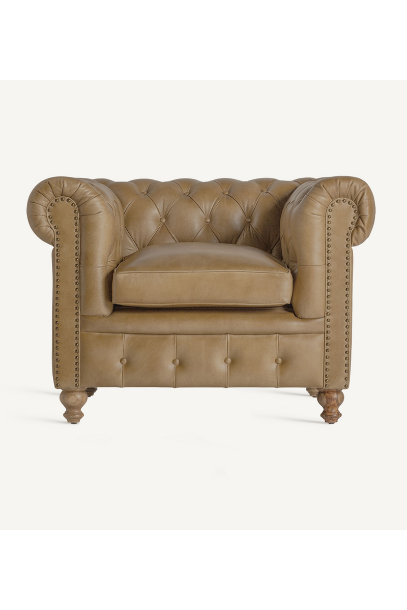 Brown Leather Tufted Armchair | Vical Home Elkins  | Woodfurniture.com