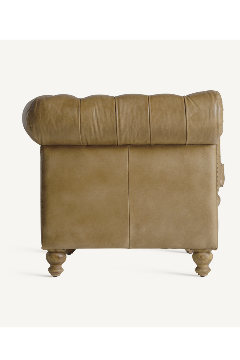 Brown Leather Tufted Armchair | Vical Home Elkins  | Woodfurniture.com