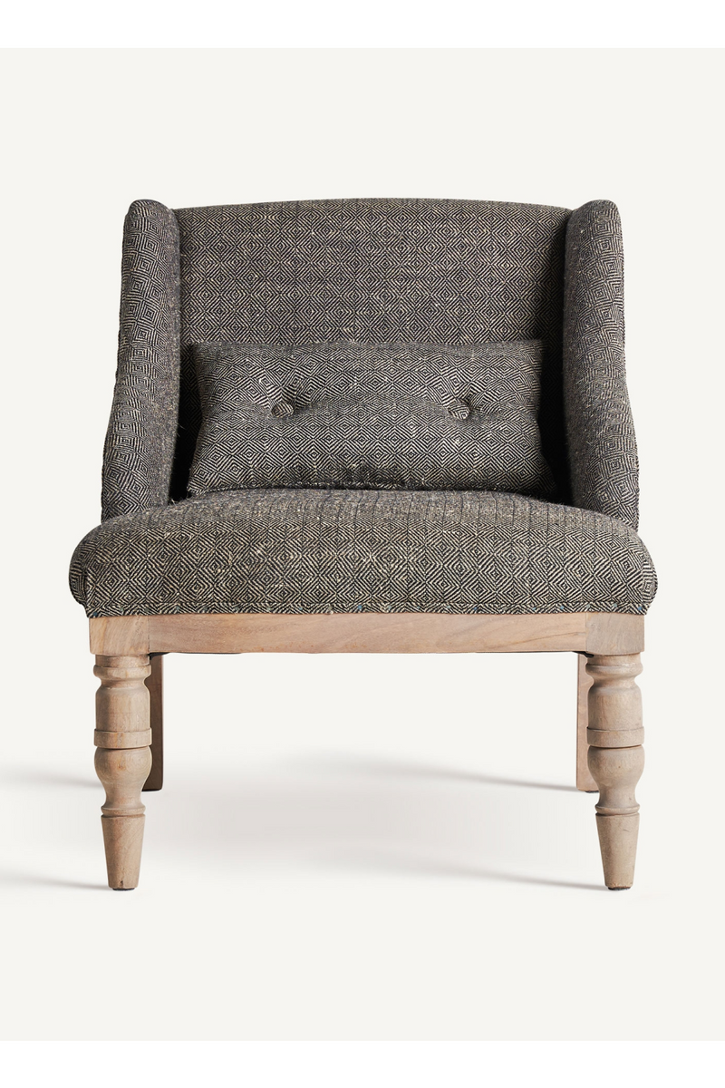 Gray Padded Mango Wood Armchair | Vical Home Ruoms | Woodfurniture.com