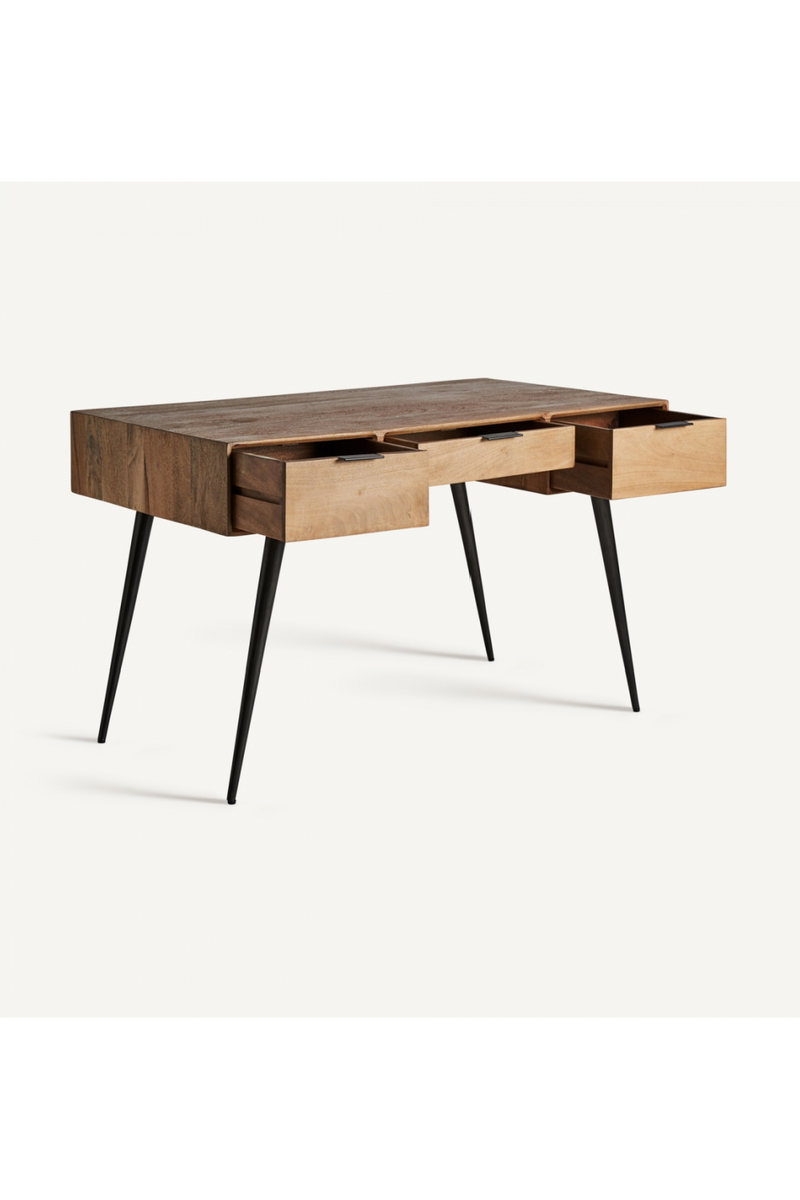 Mango Wood 3-Drawer Desk | Vical Home Sered | Woodfurniture.com