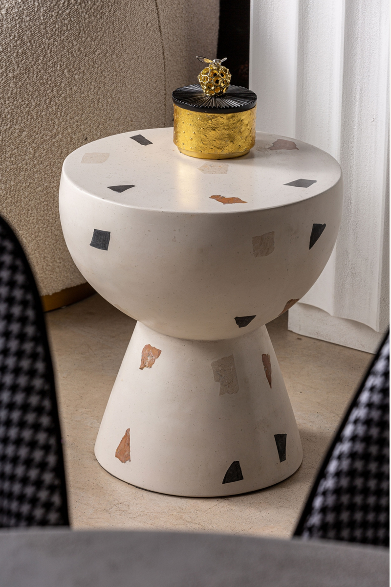 White Terrazzo Side Table | Vical Home Massa | Woodfurniture.com