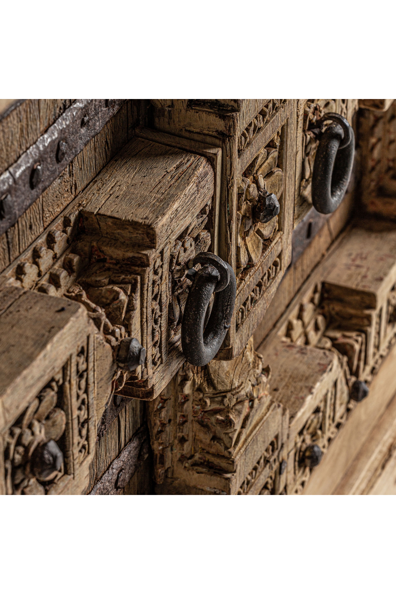 Carved Distressed Wooden Sideboard | Vical Home Phalodi | Oroatrade.com