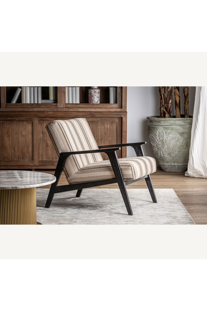 Beige Striped Lounge Armchair | Vical Home Nuk | Woodfurniture.com