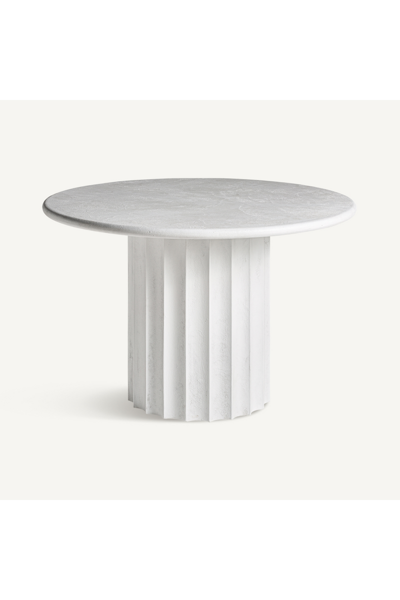 White Fluted Pedestal Dining Table | Vical Home Mulcey | Woodfurniture.com