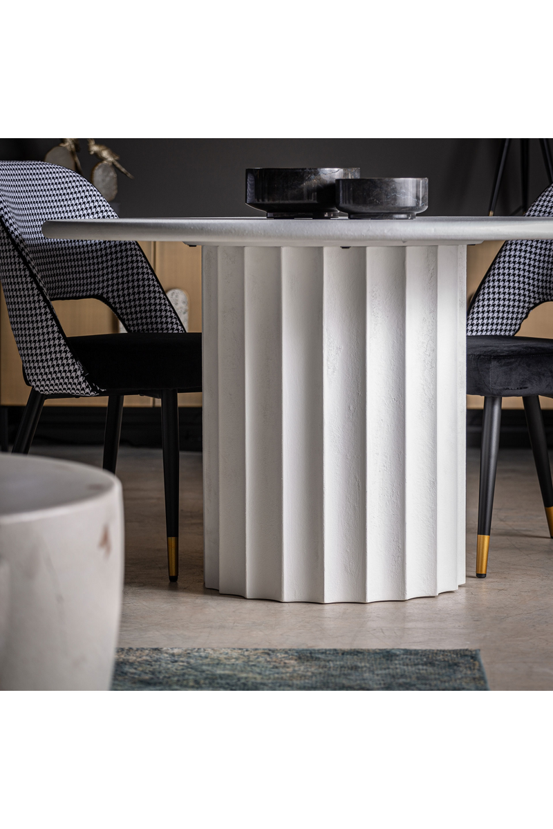 White Fluted Pedestal Dining Table | Vical Home Mulcey | Woodfurniture.com