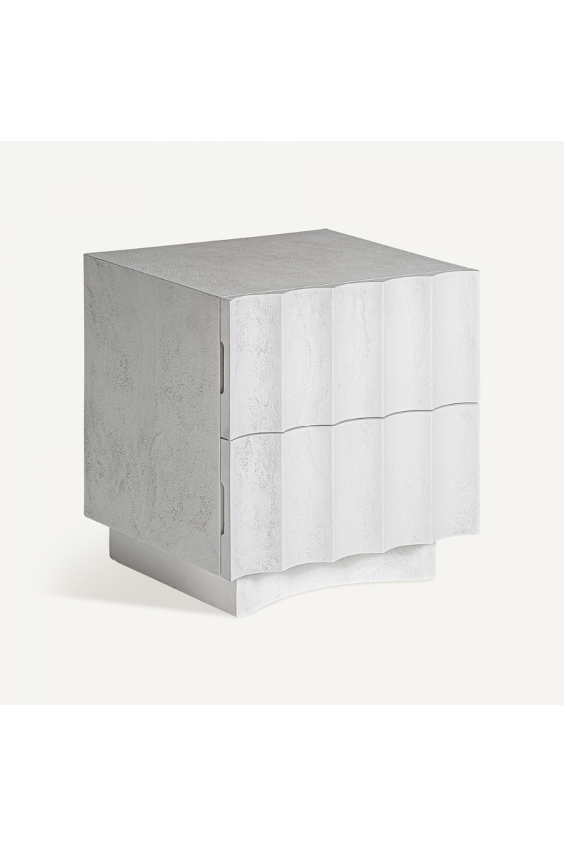 White Fluted 2-Drawer Nightstand | Vical Home Mulcey | Woodfurniture.com