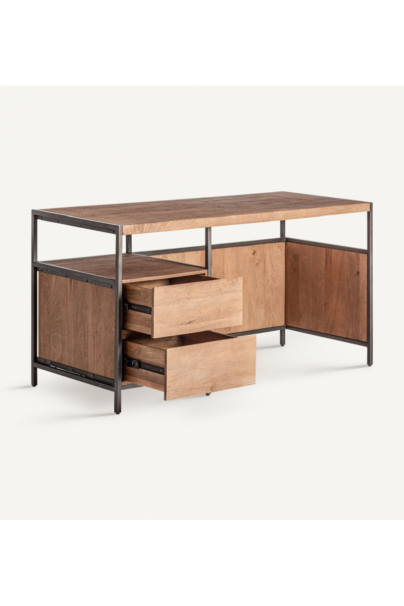 Mango Wood 2-Drawer Desk | Vical Home Killeany | Woodfurniture.com