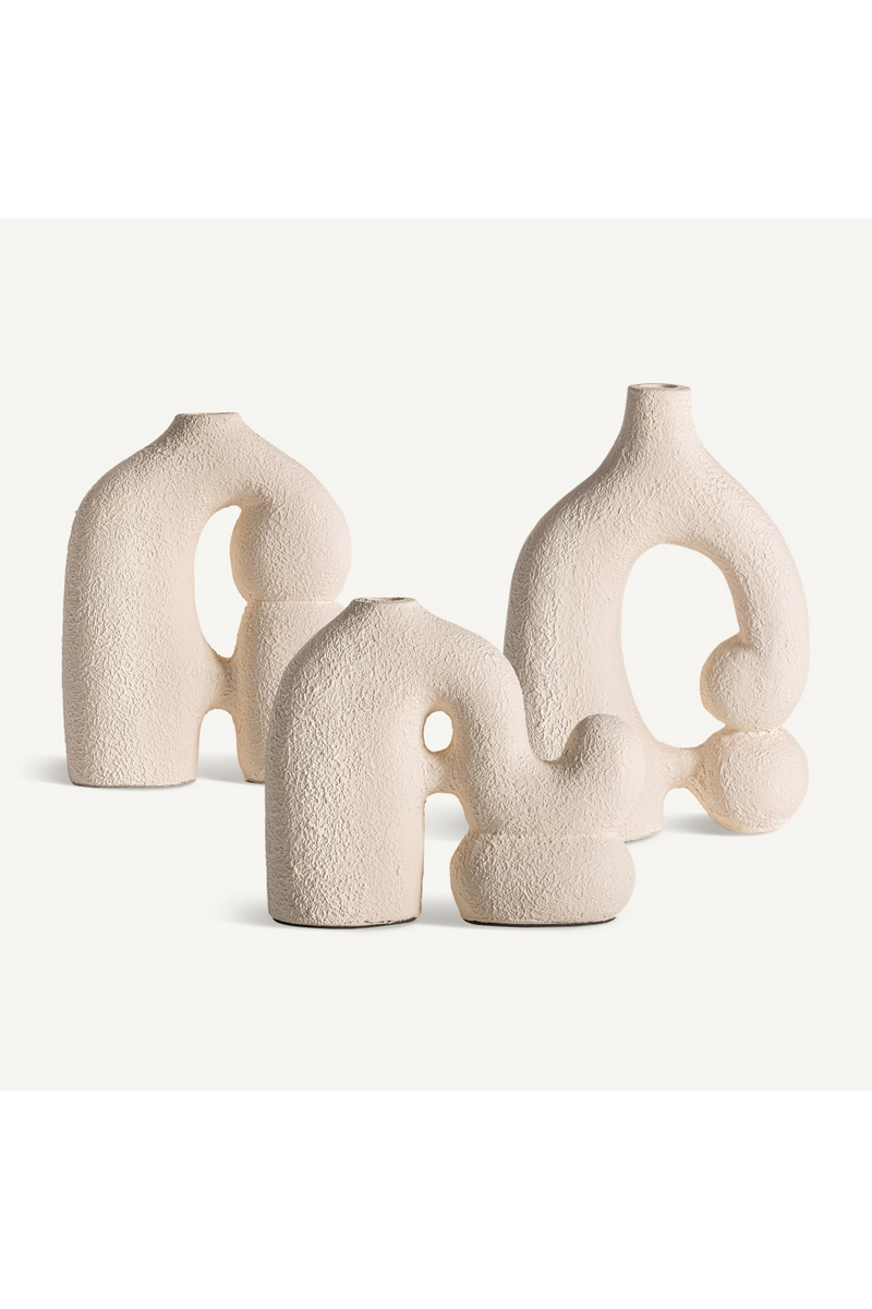 White Terracotta Organic Vase | Vical Home Turiff | Woodfurniture.com