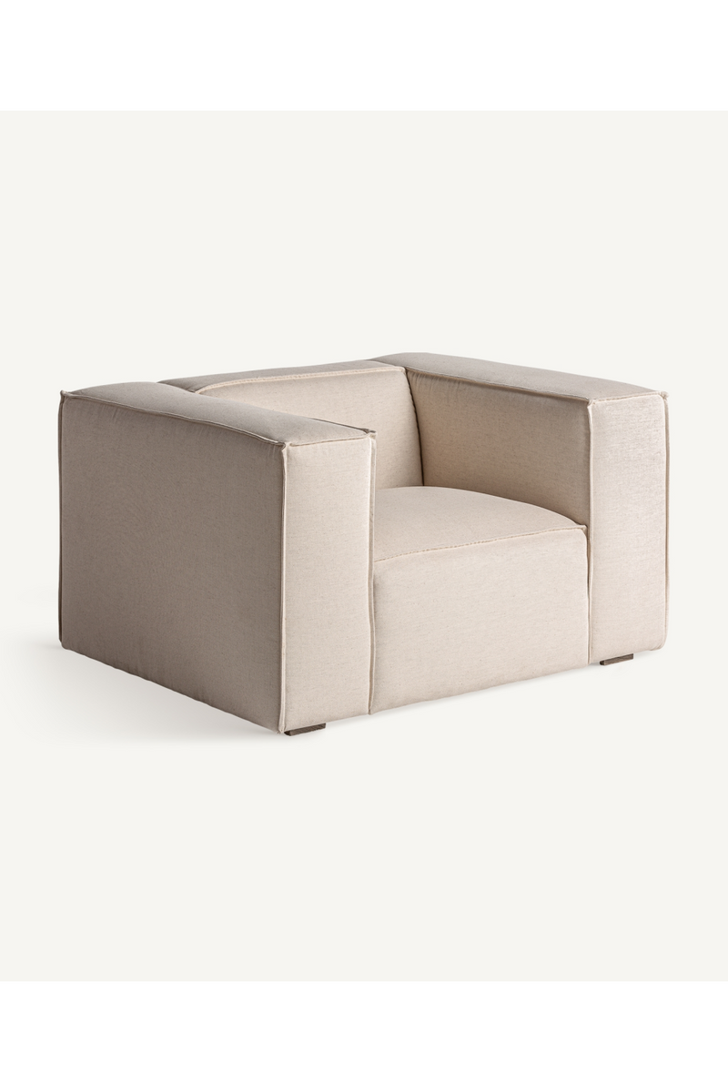 White Linen Angular Armchair | Vical Home Krakau | Woodfurniture.com