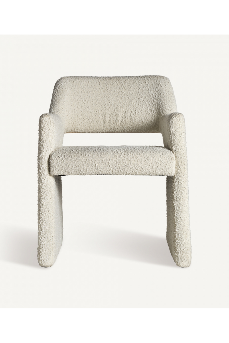 White Bouclé Cut-Out Accent Chair | Vical Home Alvra | Woodfurniture.com