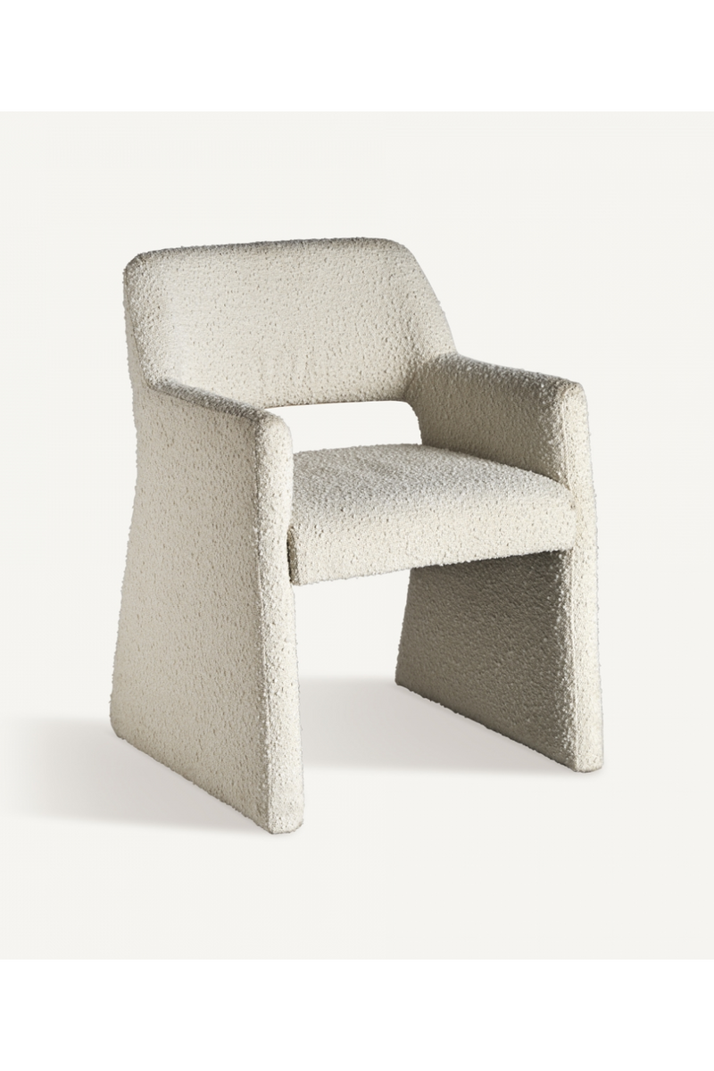 White Bouclé Cut-Out Accent Chair | Vical Home Alvra | Woodfurniture.com