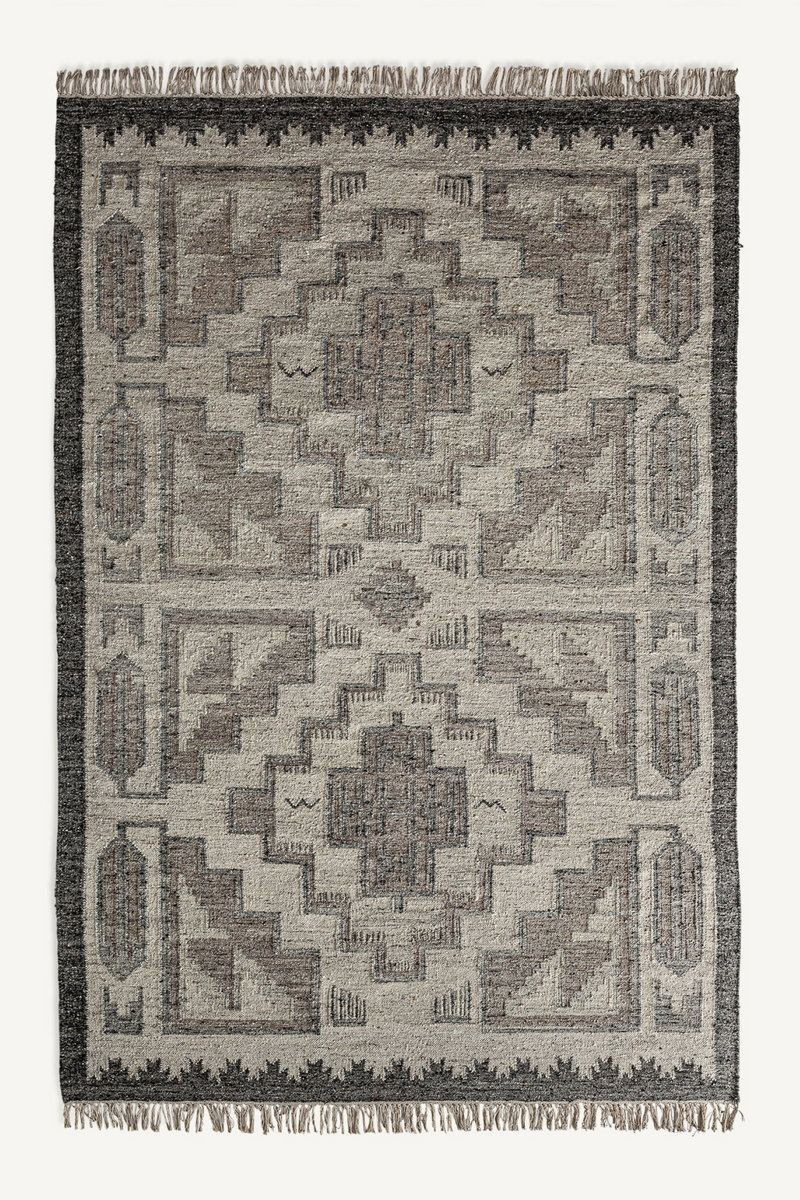 Gray Wool Fringed Rug 10' x 6'6" | Vical Home Kiara | Woodfurniture.com