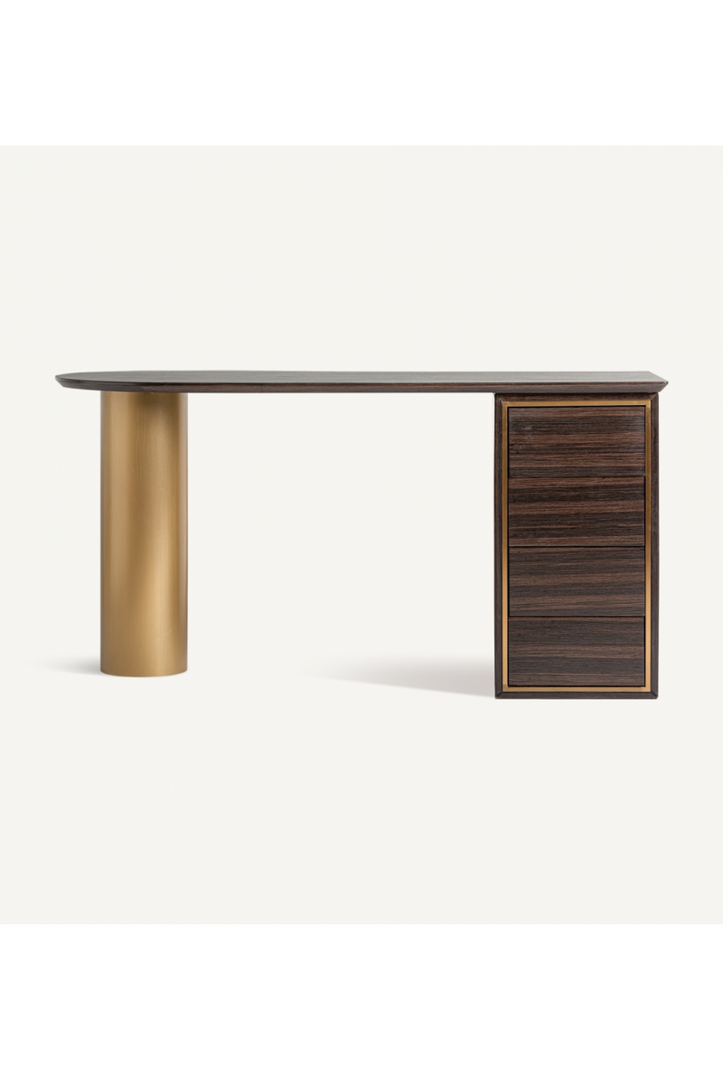 Gold Accent Pine Desk | Vical Home Cheb | Woodfurniture.com