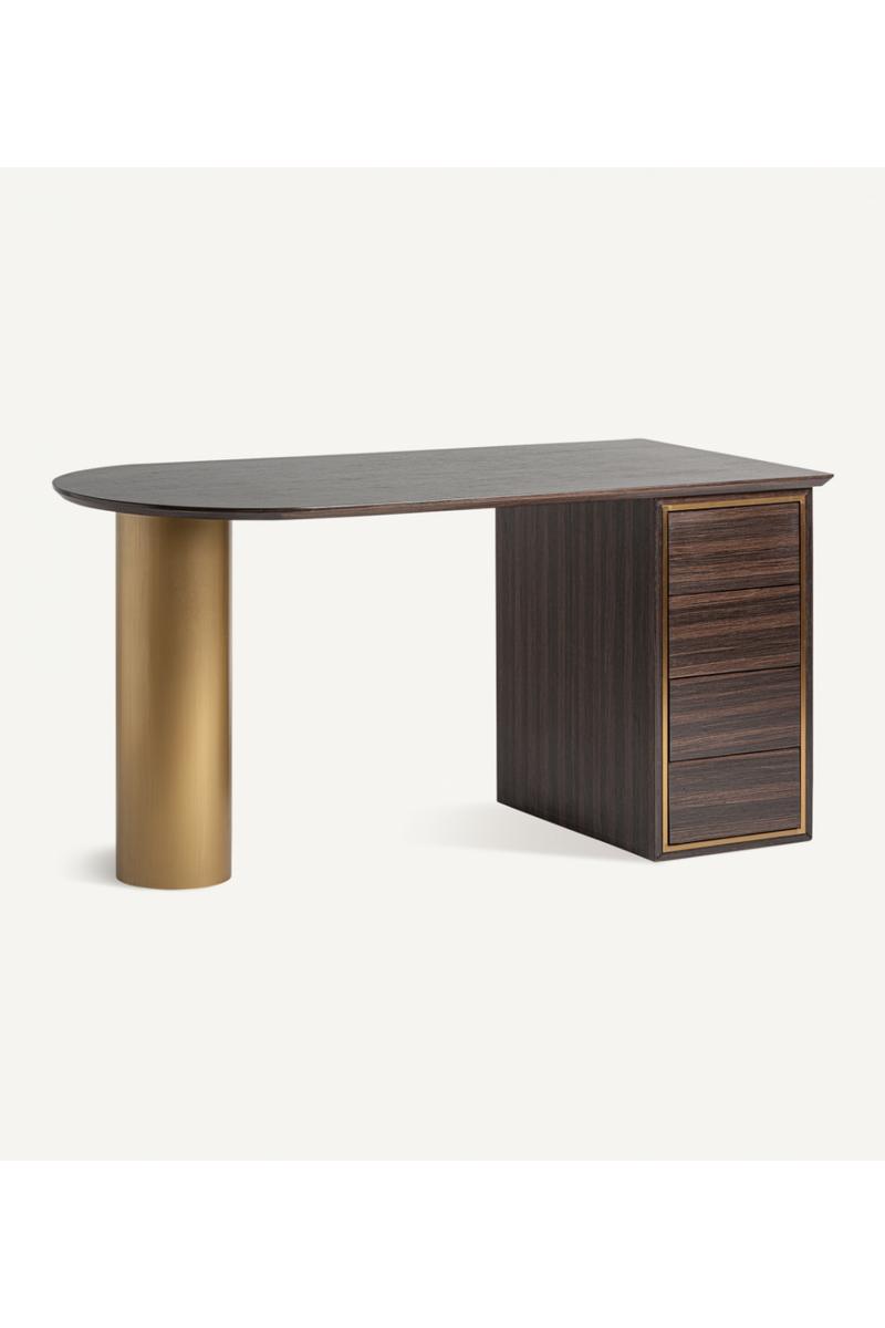 Gold Accent Pine Desk | Vical Home Cheb | Woodfurniture.com