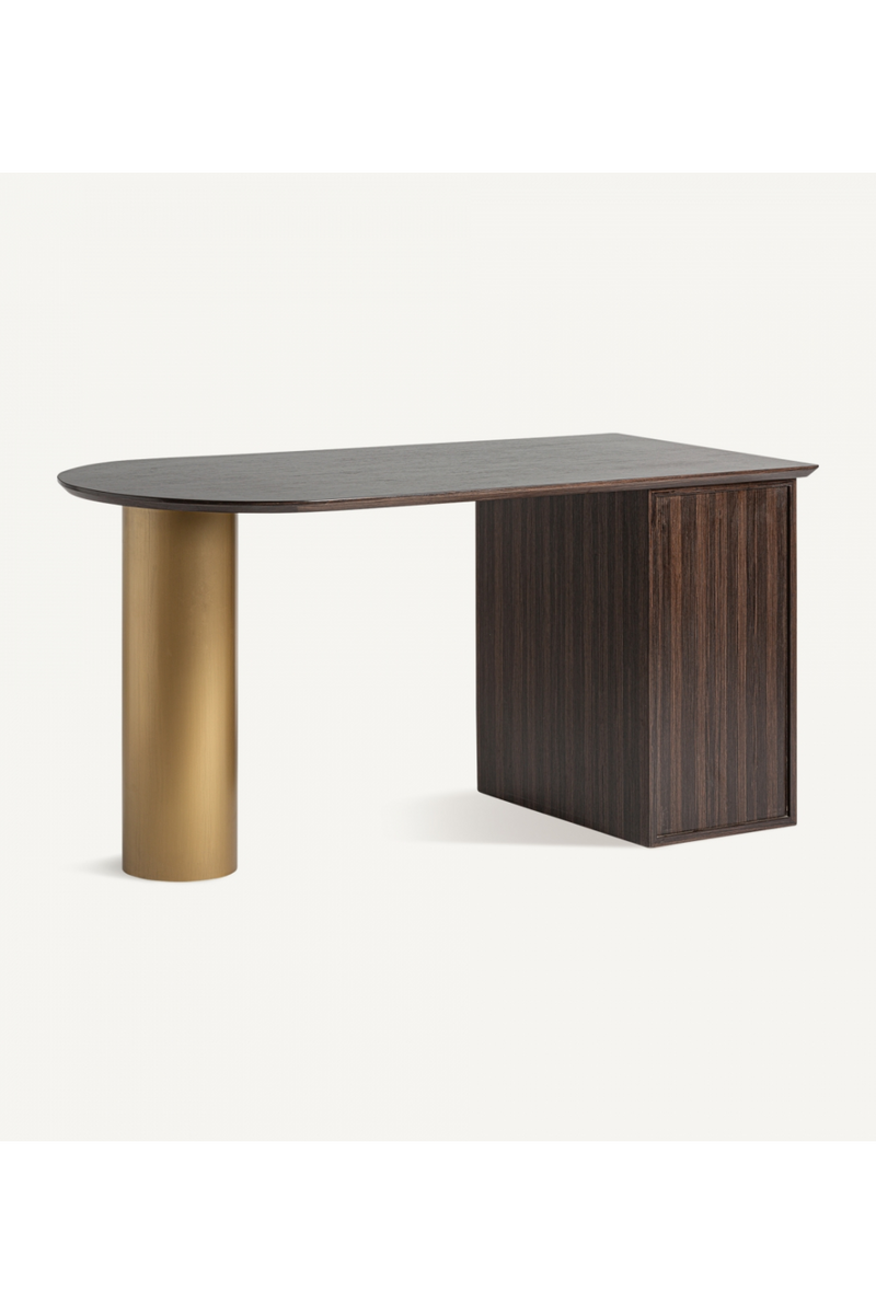 Gold Accent Pine Desk | Vical Home Cheb | Woodfurniture.com