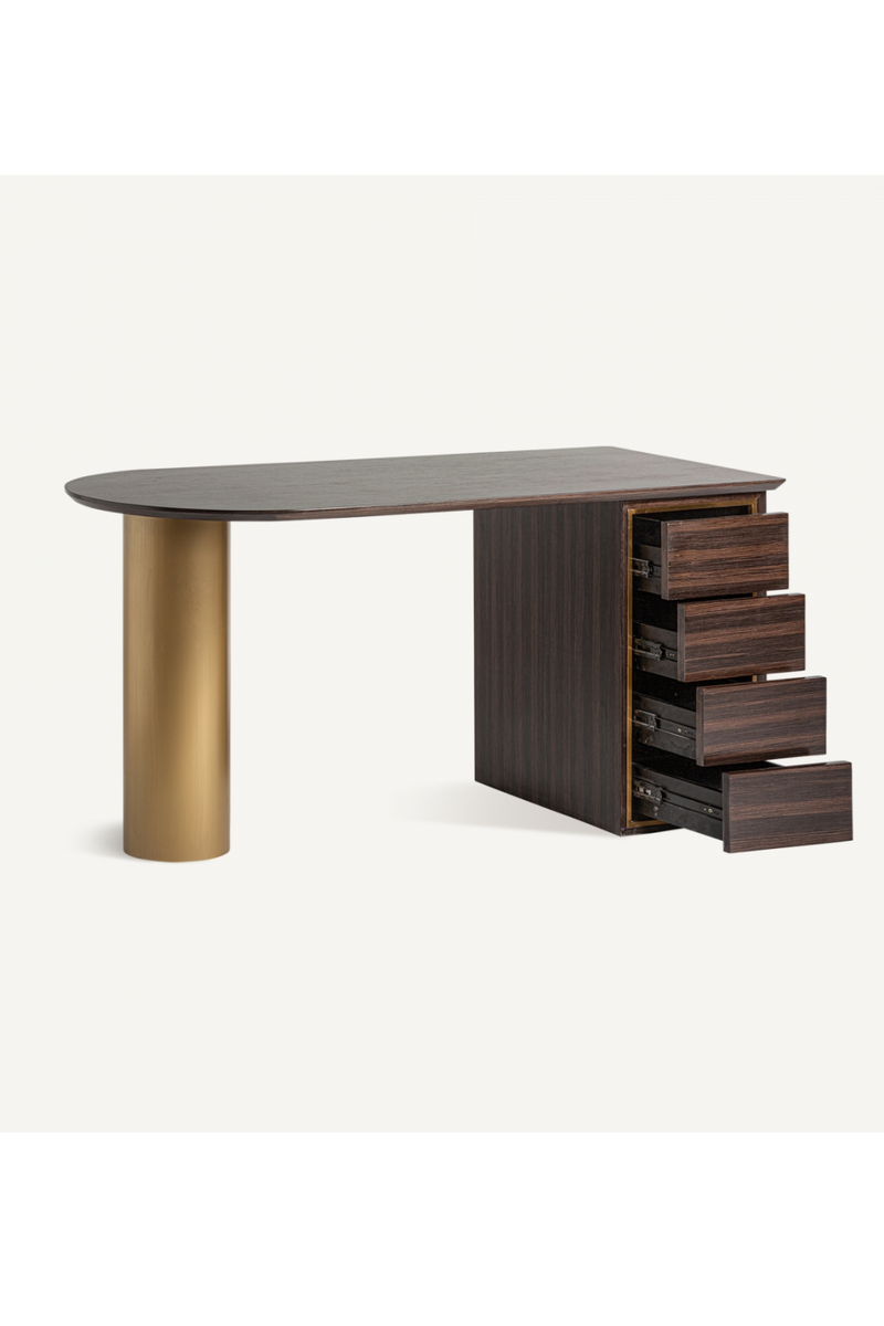 Gold Accent Pine Desk | Vical Home Cheb | Woodfurniture.com