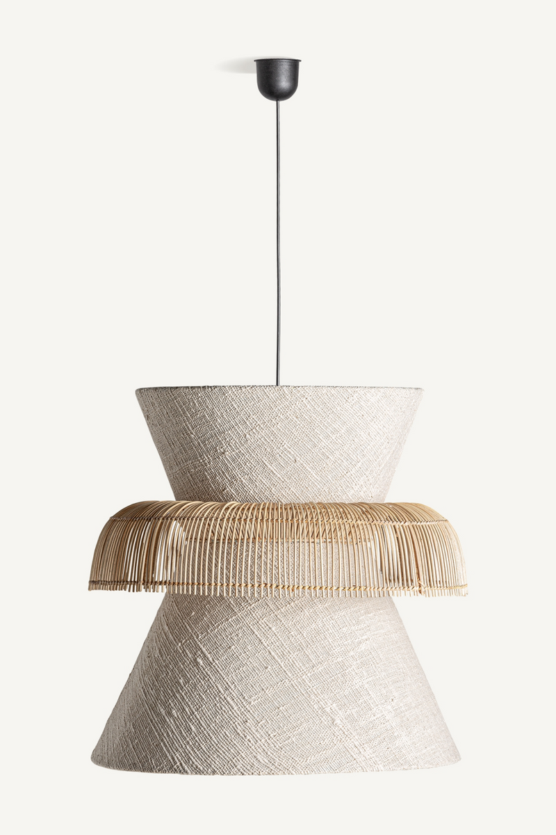 Off-White Rattan Hanging Lamp | Vical Home Rosaele | Woodfurniture.com