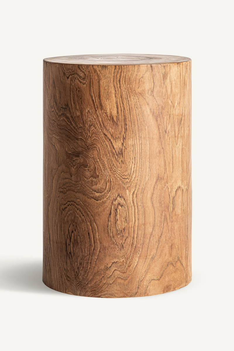 Suar Wood Cylindrical Side Table | Vical Home Terlano | Woodfurniture.com