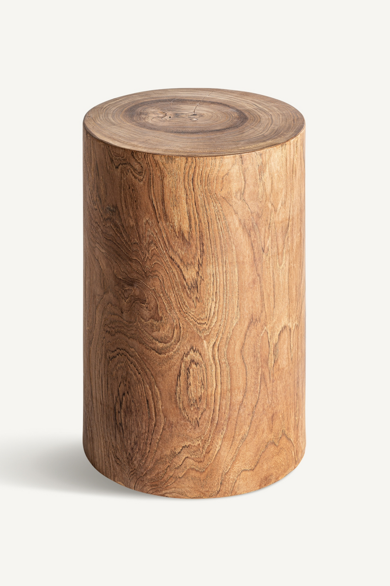 Suar Wood Cylindrical Side Table | Vical Home Terlano | Woodfurniture.com