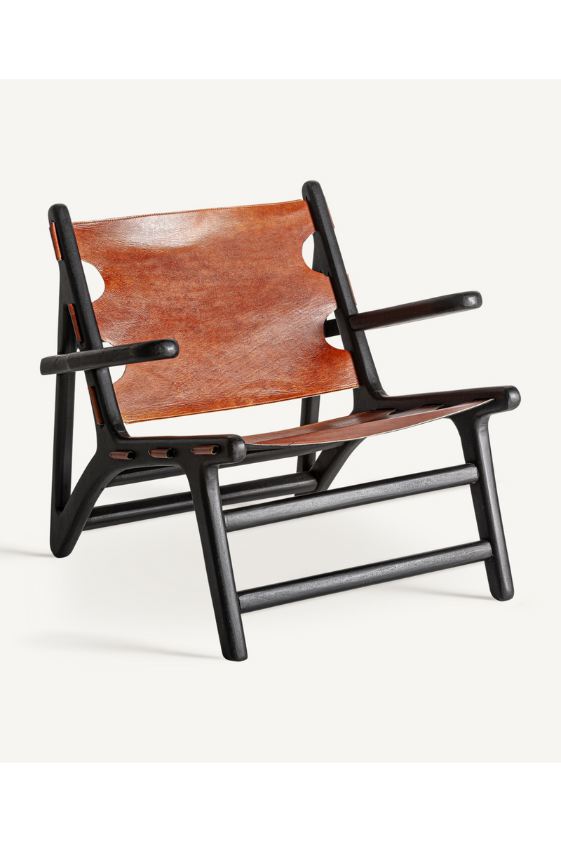 Brown Leather Lounge Armchair | Vical Home Bourthes | Woodfurniture.com