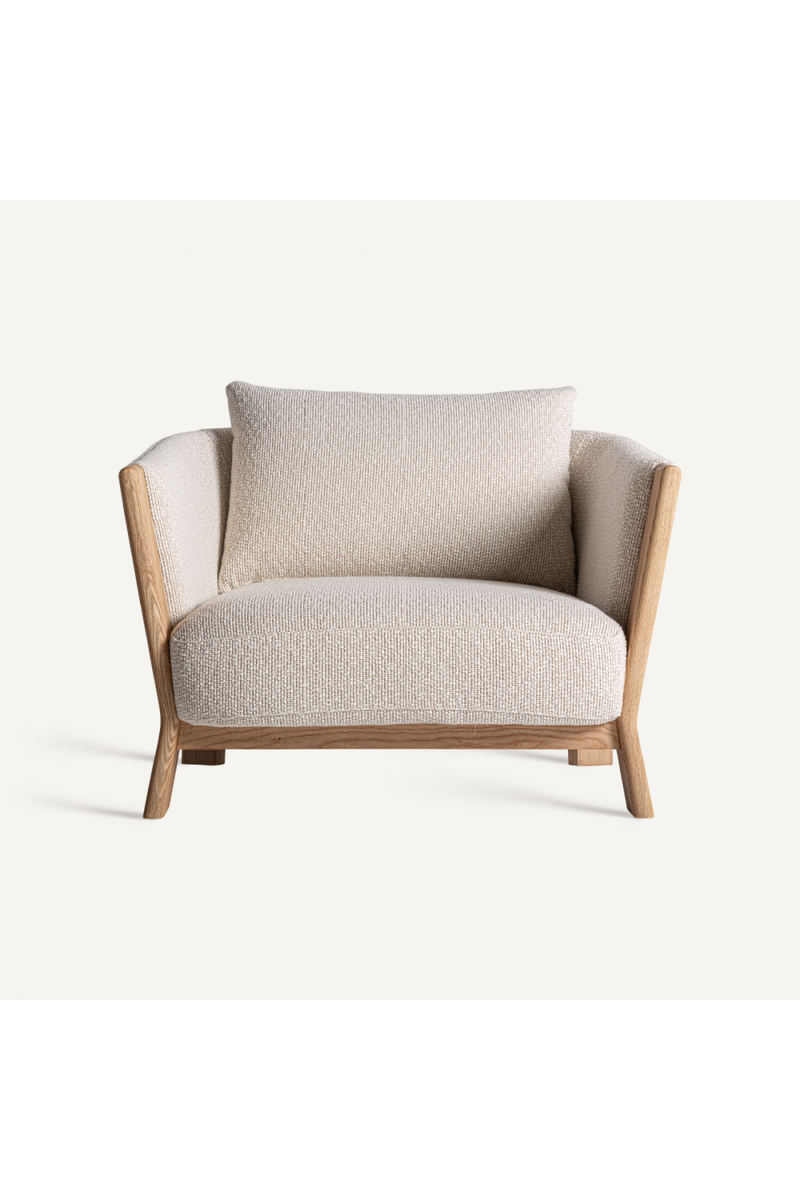 Natural Oak Frame Padded Armchair | Vical Home Nara | Woodfurniture.com