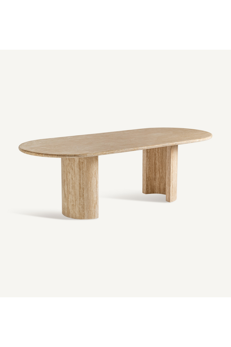 Travertine Oval Dining Table | Vical Home Thiennes | Woodfurniture.com