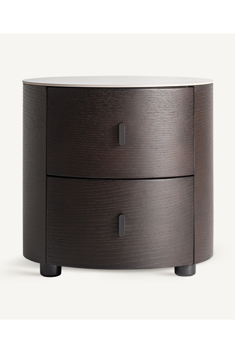 Brown Cylindrical 2-Drawer Nightstand | Vical Home Renchen | Woodfurniture.com