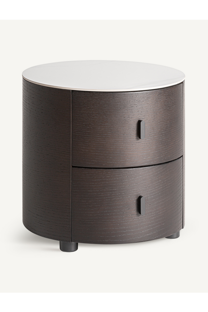 Brown Cylindrical 2-Drawer Nightstand | Vical Home Renchen | Woodfurniture.com