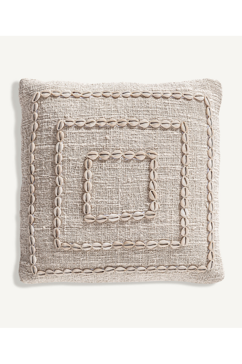 Seashell Studded Cotton Cushion | Vical Home Clancy | Woodfurniture.com