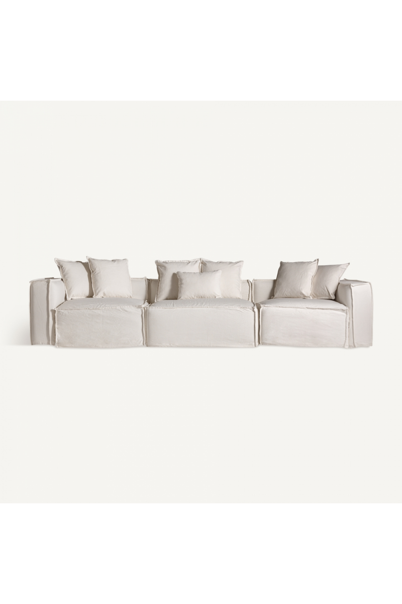 White Cotton Flanged Central Sofa | Vical Home Virolle | Woodfurniture.com