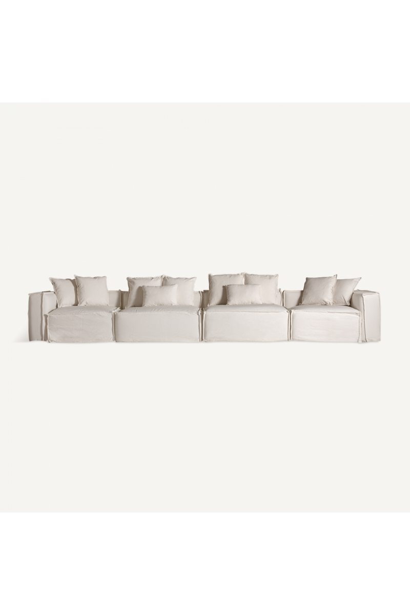 White Cotton Flanged Central Sofa | Vical Home Virolle | Woodfurniture.com