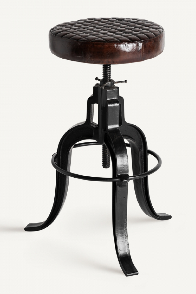 Brown Leather Vintage Stool | Vical Home Ripley | Woodfurniture.com