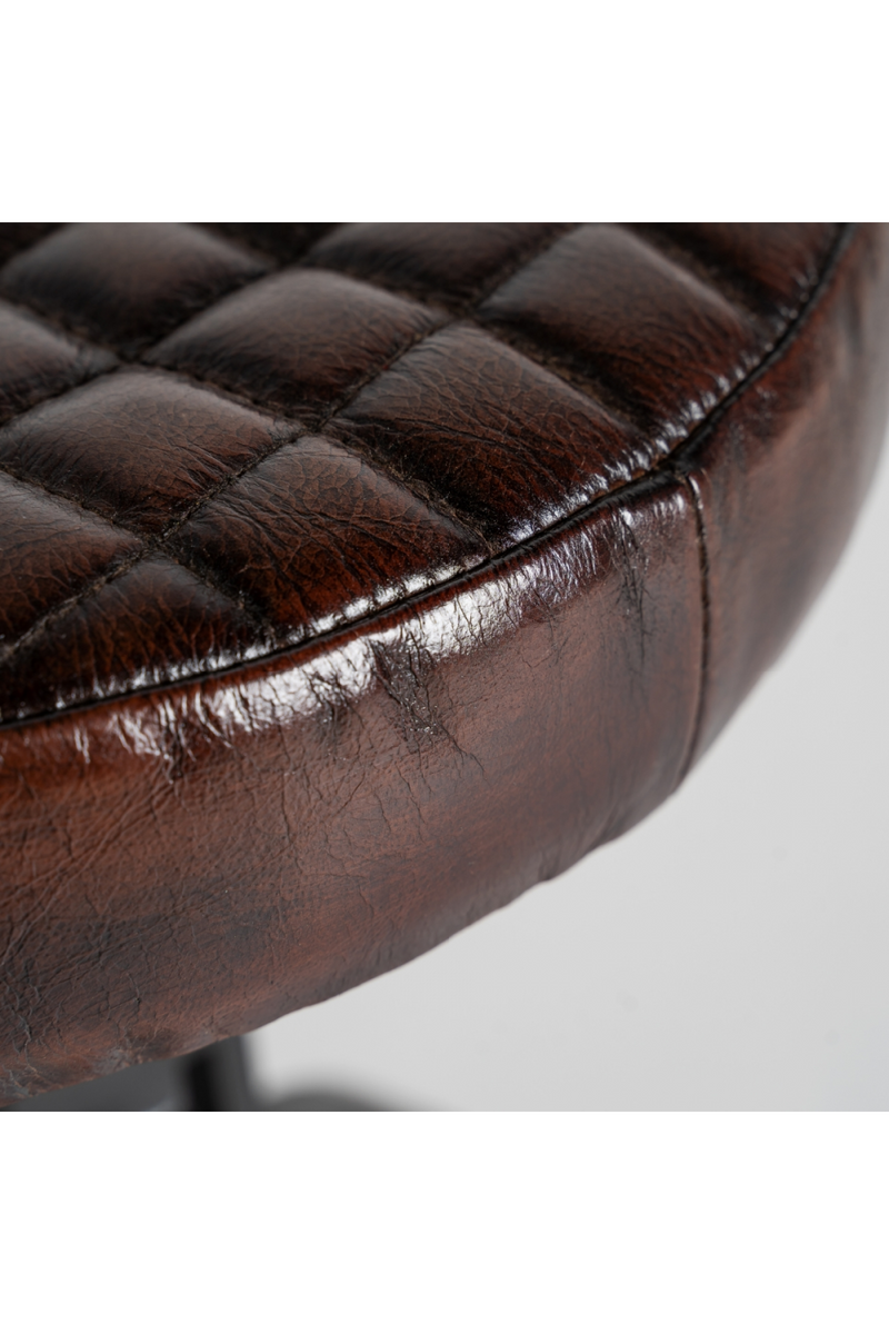 Brown Leather Vintage Stool | Vical Home Ripley | Woodfurniture.com