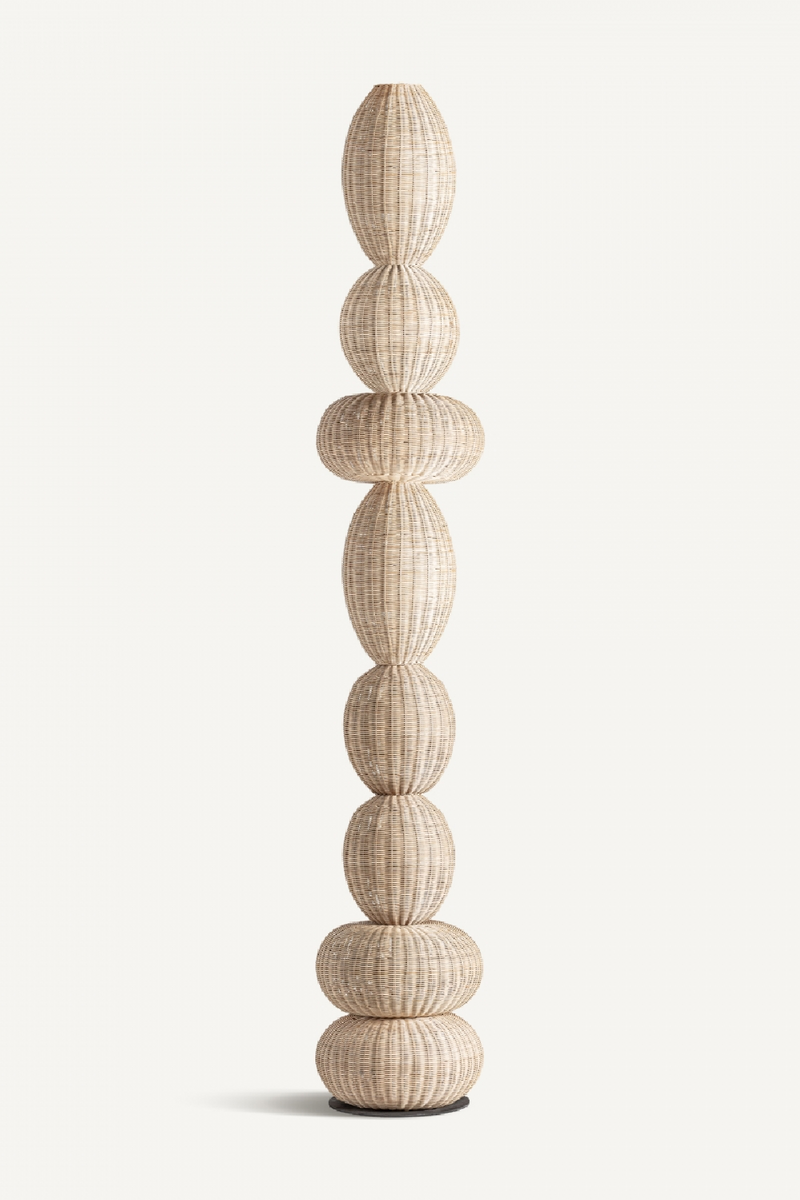 Stacked Rattan Boho Floor Lamp | Vical Home Tekax | Woodfurniture.com