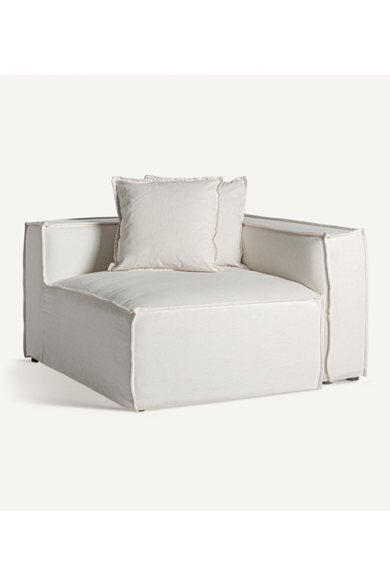 White Linen Right Corner Sofa | Vical Home Virolle | Woodfurniture.com