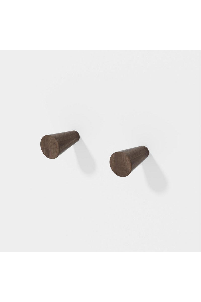 Walnut Wall Hooks (2) | Wireworks Slimline | Woodfurniture.com